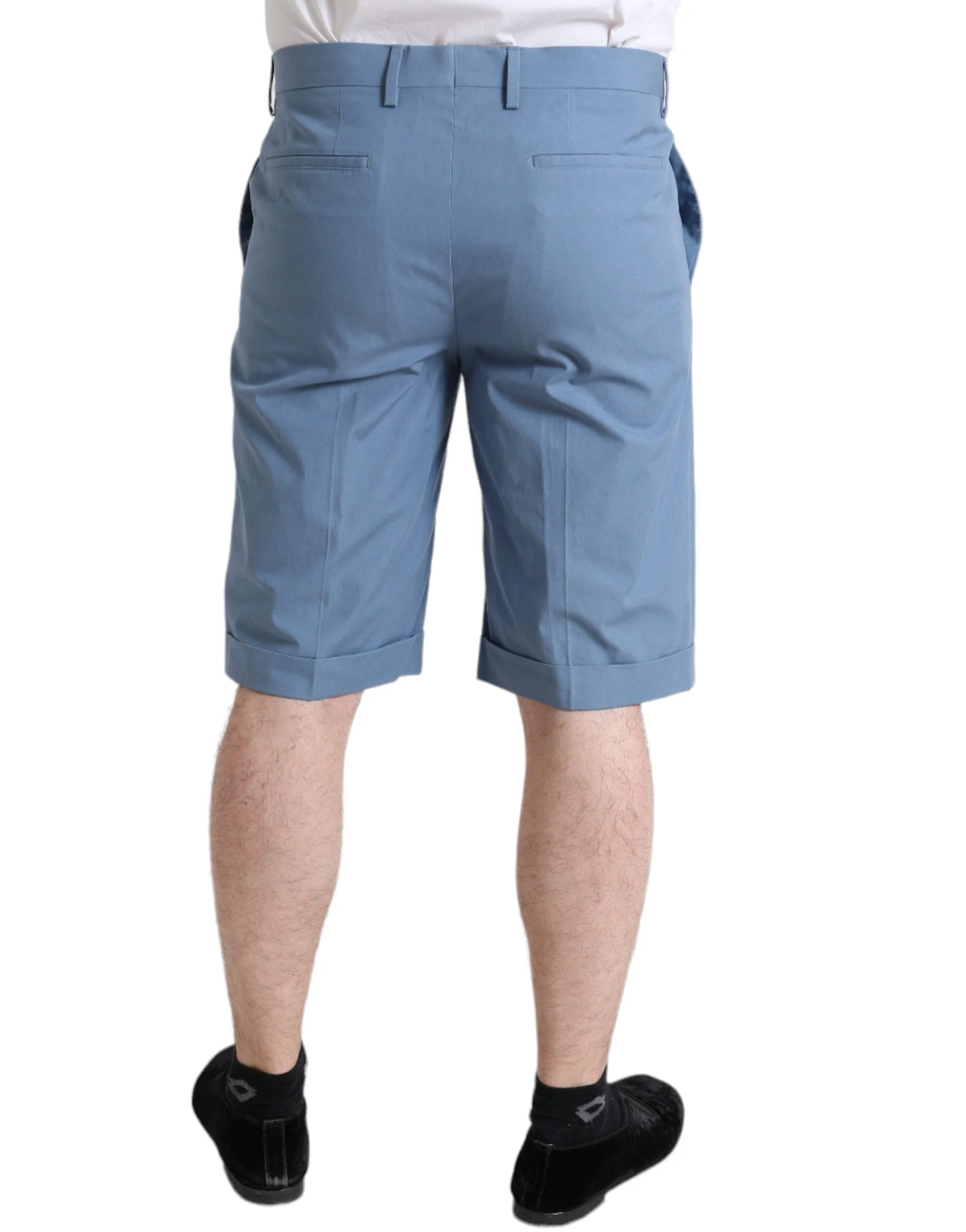 Dolce & Gabbana Sky Blue Cotton Folded Hem Men Bermuda Shorts - Bermudas