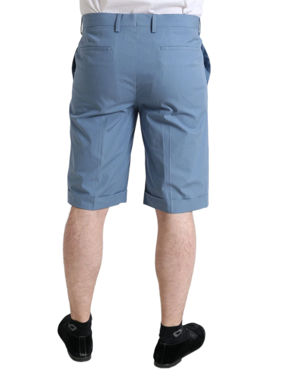 Dolce & Gabbana Sky Blue Cotton Folded Hem Men Bermuda Shorts - Bermudas
