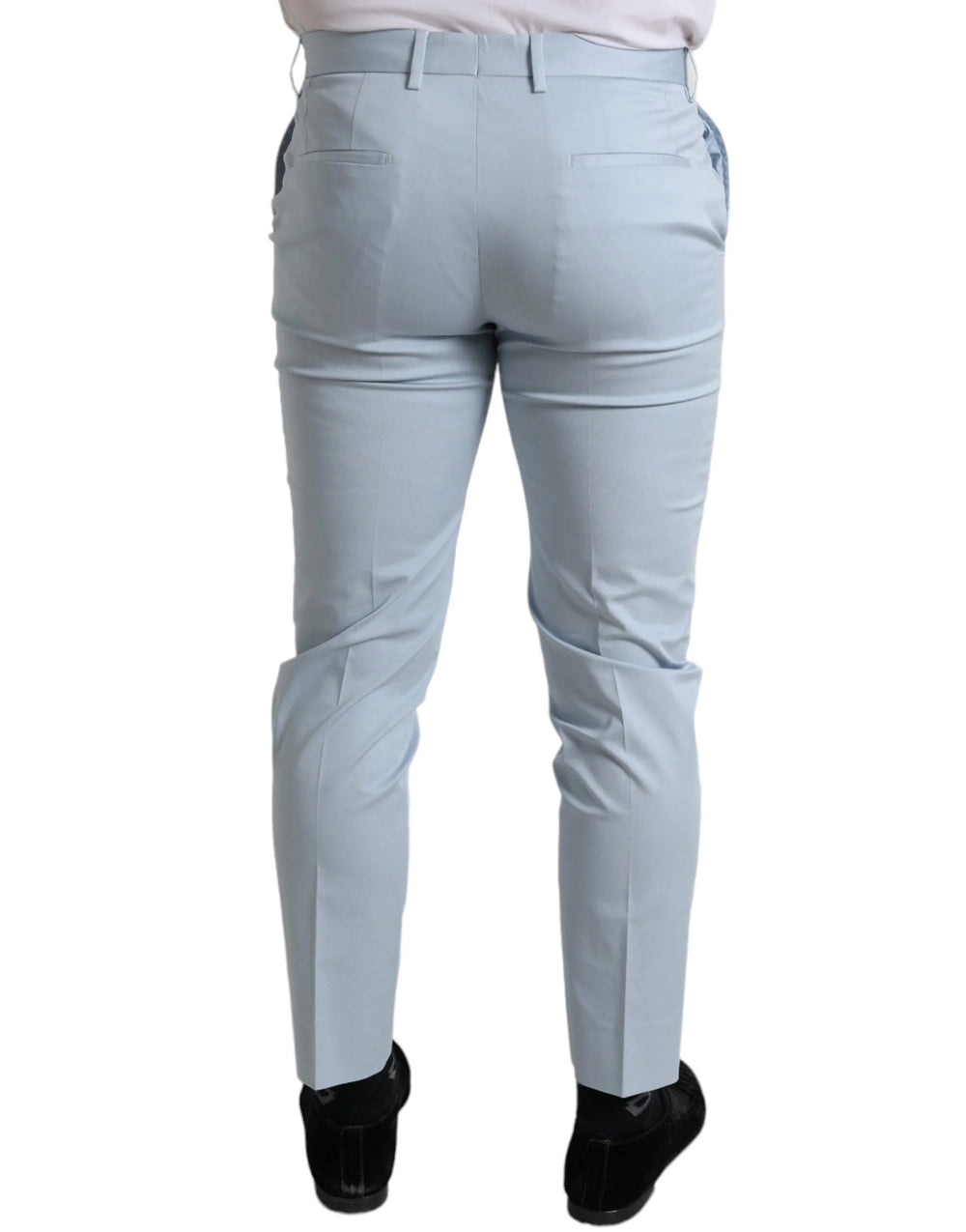 Dolce & Gabbana Sky Blue Cotton Stretch Skinny Pants - Trousers