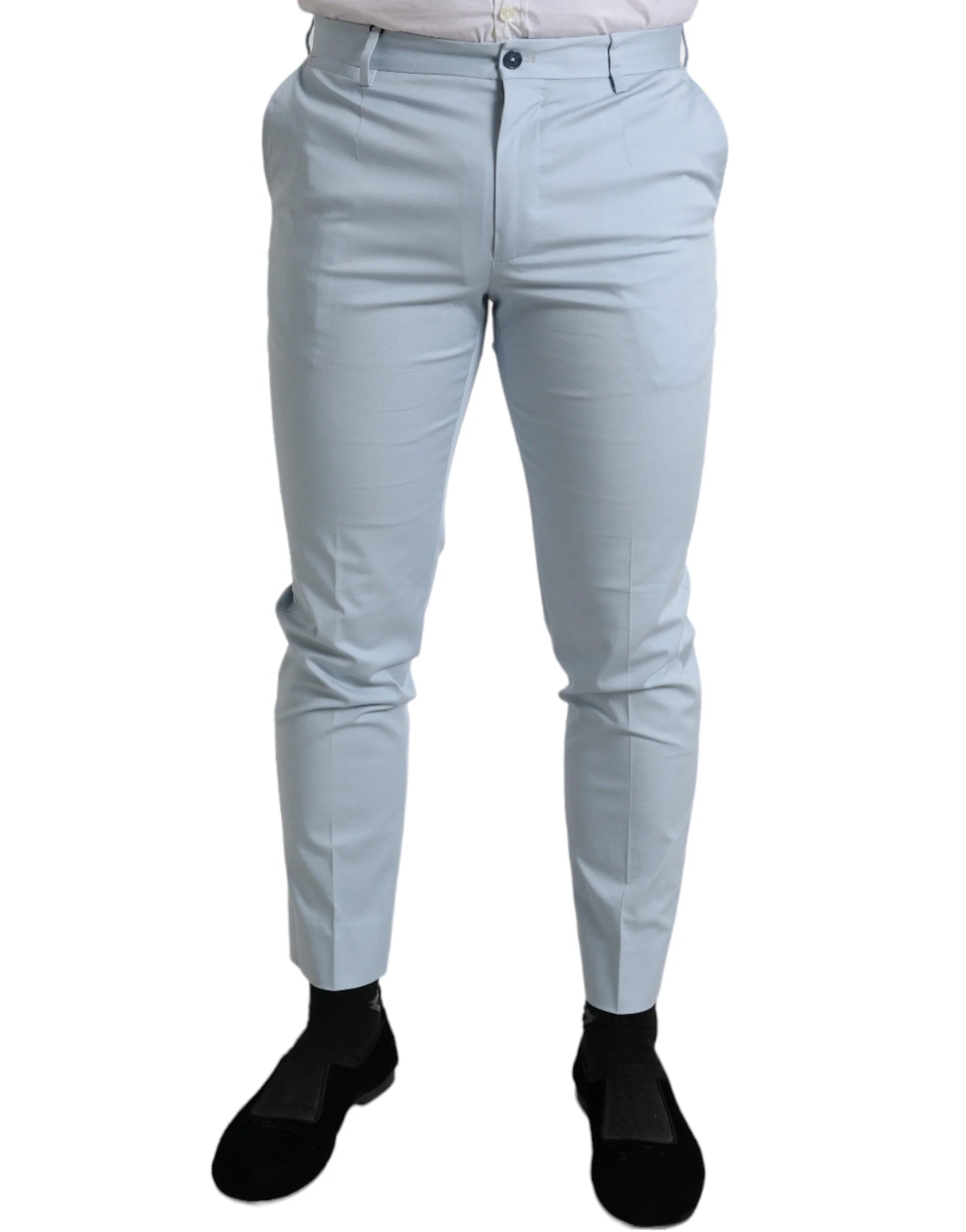 Dolce & Gabbana Sky Blue Cotton Stretch Skinny Pants - Trousers
