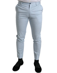 Dolce & Gabbana Sky Blue Cotton Stretch Skinny Pants - Trousers