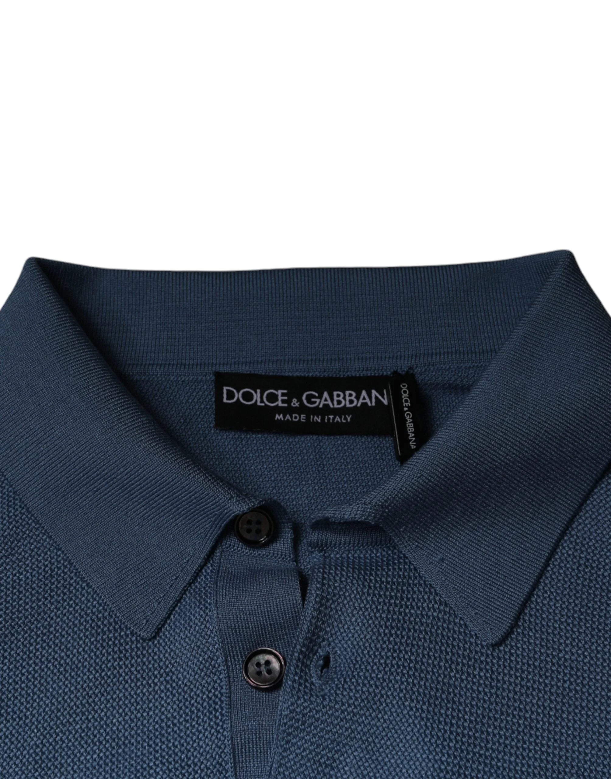 Dolce & Gabbana Sky Blue Silk Collared Men Pullover Sweater - IT48 | M - Sweaters