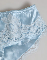 Dolce & Gabbana Sky Blue Silk Satin Lace Panty Brief Underwear - IT3 | M - Briefs