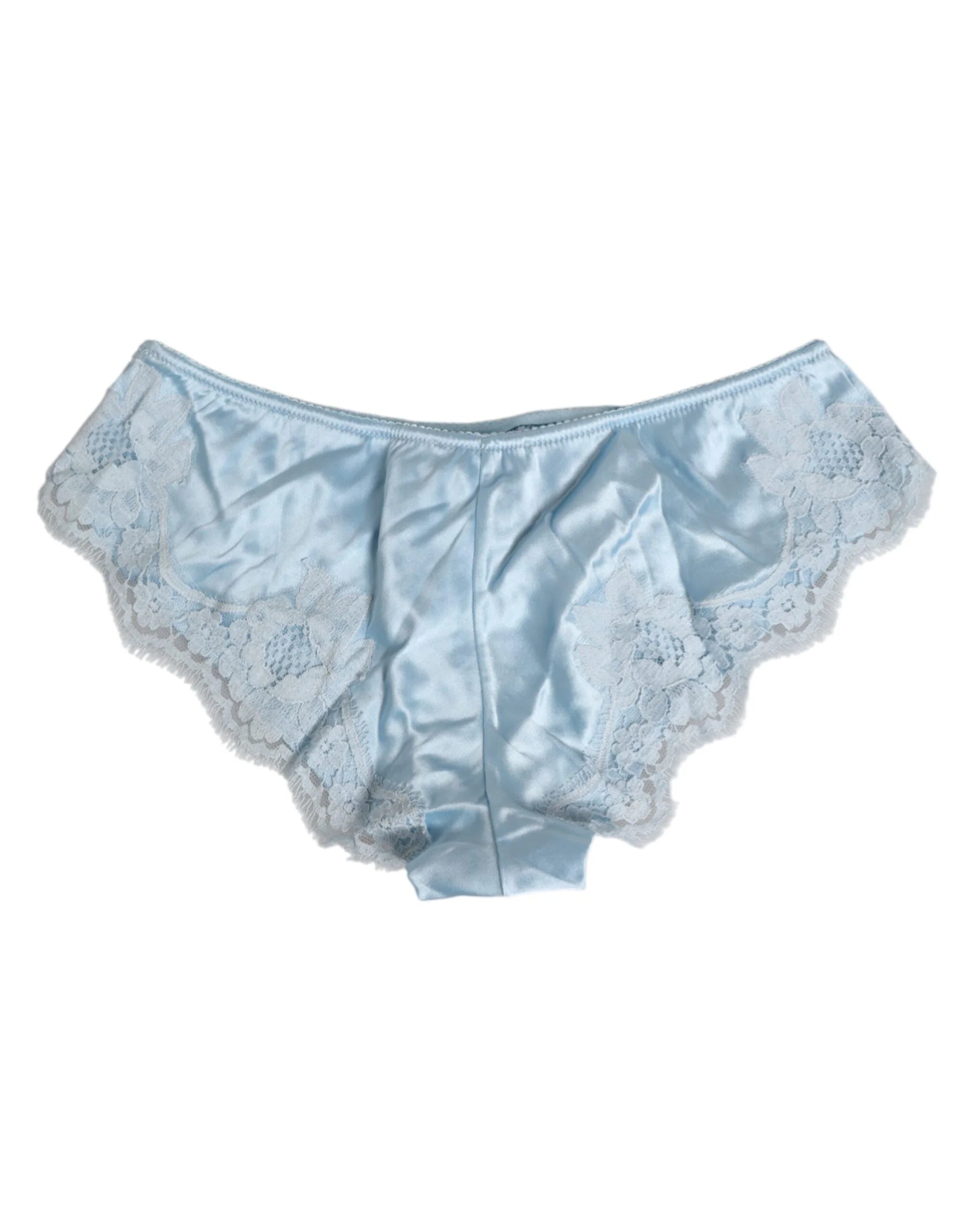Dolce & Gabbana Sky Blue Silk Satin Lace Panty Brief Underwear - IT3 | M - Briefs