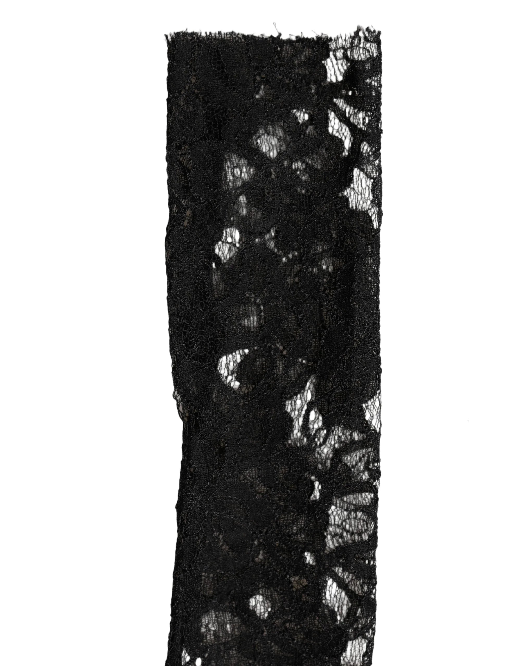 Dolce & Gabbana Sleeves Black Nylon Floral Lace Warmer Arm - 7.5|S