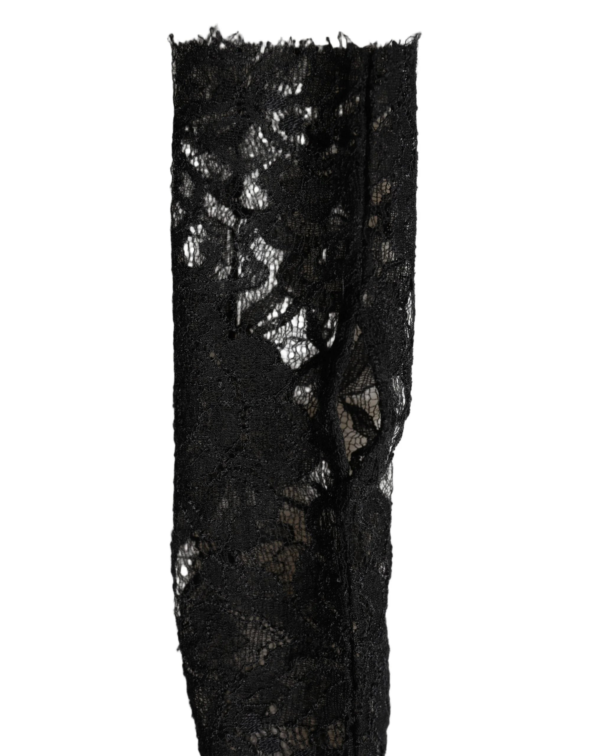 Dolce & Gabbana Sleeves Black Nylon Floral Lace Warmer Arm - 7.5|S