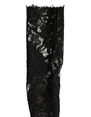 Dolce & Gabbana Sleeves Black Nylon Floral Lace Warmer Arm - 7.5|S