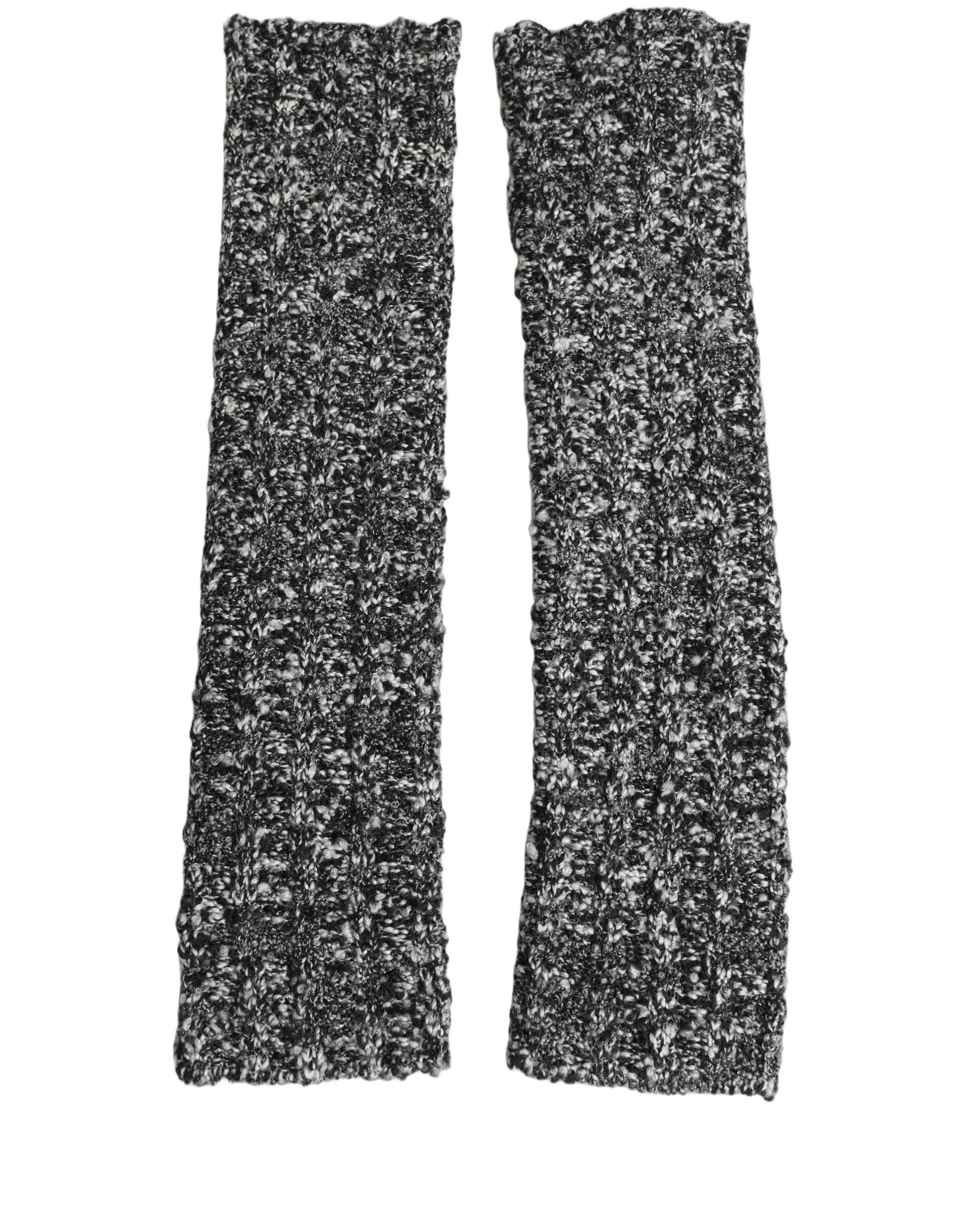Dolce & Gabbana Sleeves Black Wool Blend Knitted Warmer Arm