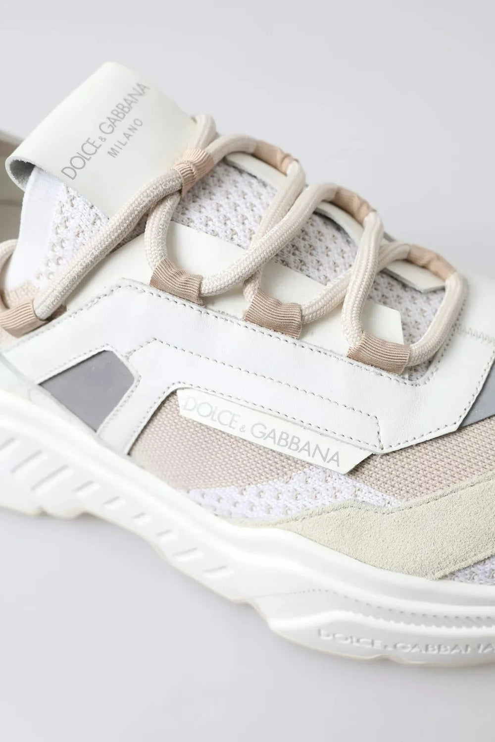 Dolce & Gabbana Sneakers White Beige Leather Sport DAYMASTER Shoes - EU35/US4.5