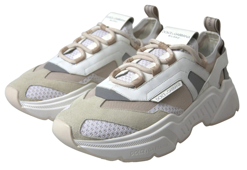 Dolce & Gabbana Sneakers White Beige Leather Sport DAYMASTER Shoes - EU35/US4.5