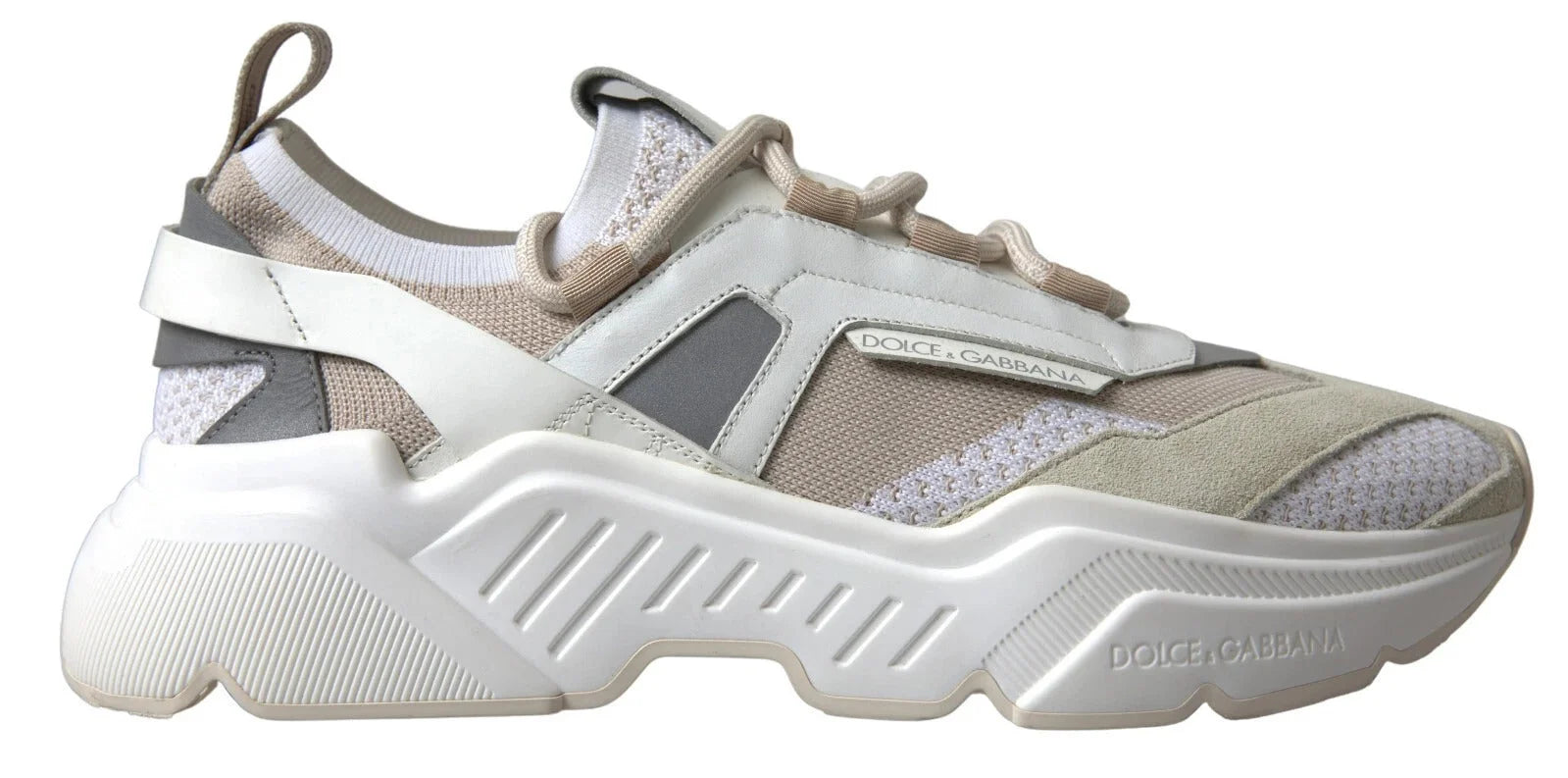 Dolce & Gabbana Sneakers White Beige Leather Sport DAYMASTER Shoes - EU35/US4.5