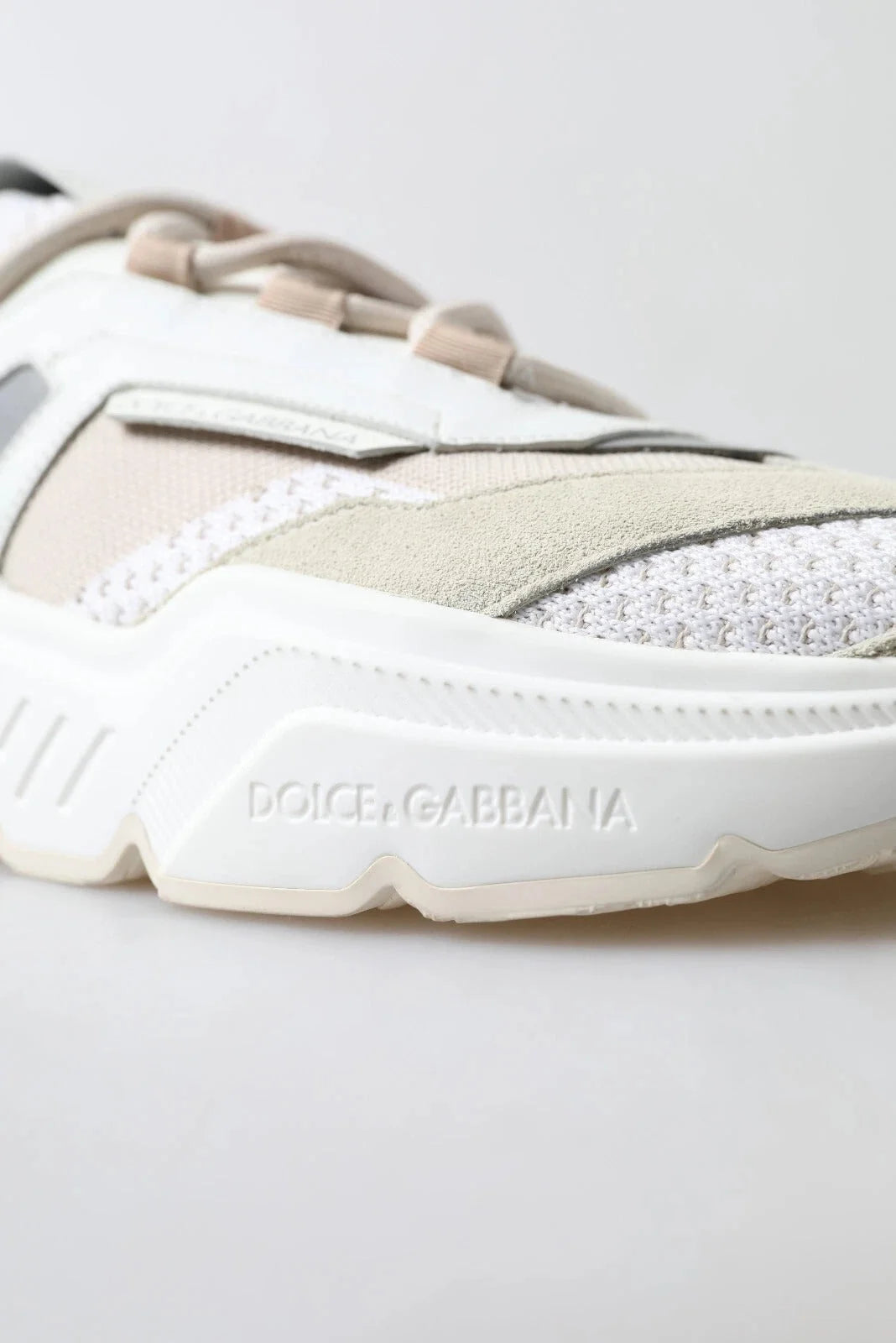 Dolce & Gabbana Sneakers White Beige Leather Sport DAYMASTER Shoes - EU35/US4.5