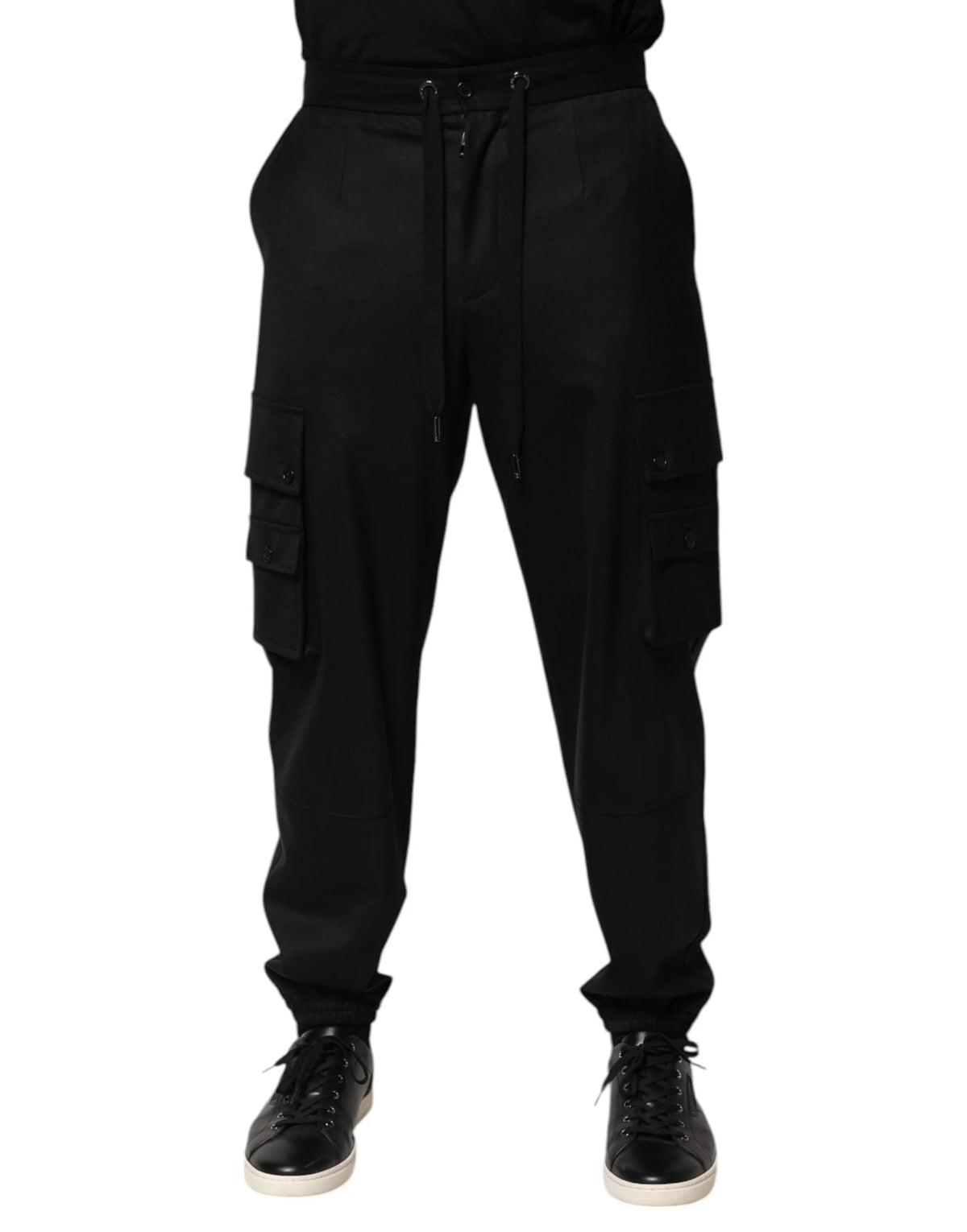 Dolce & Gabbana Solid Black Cargo Jogger Men Sweatpants Pants - IT48 | M - Joggers