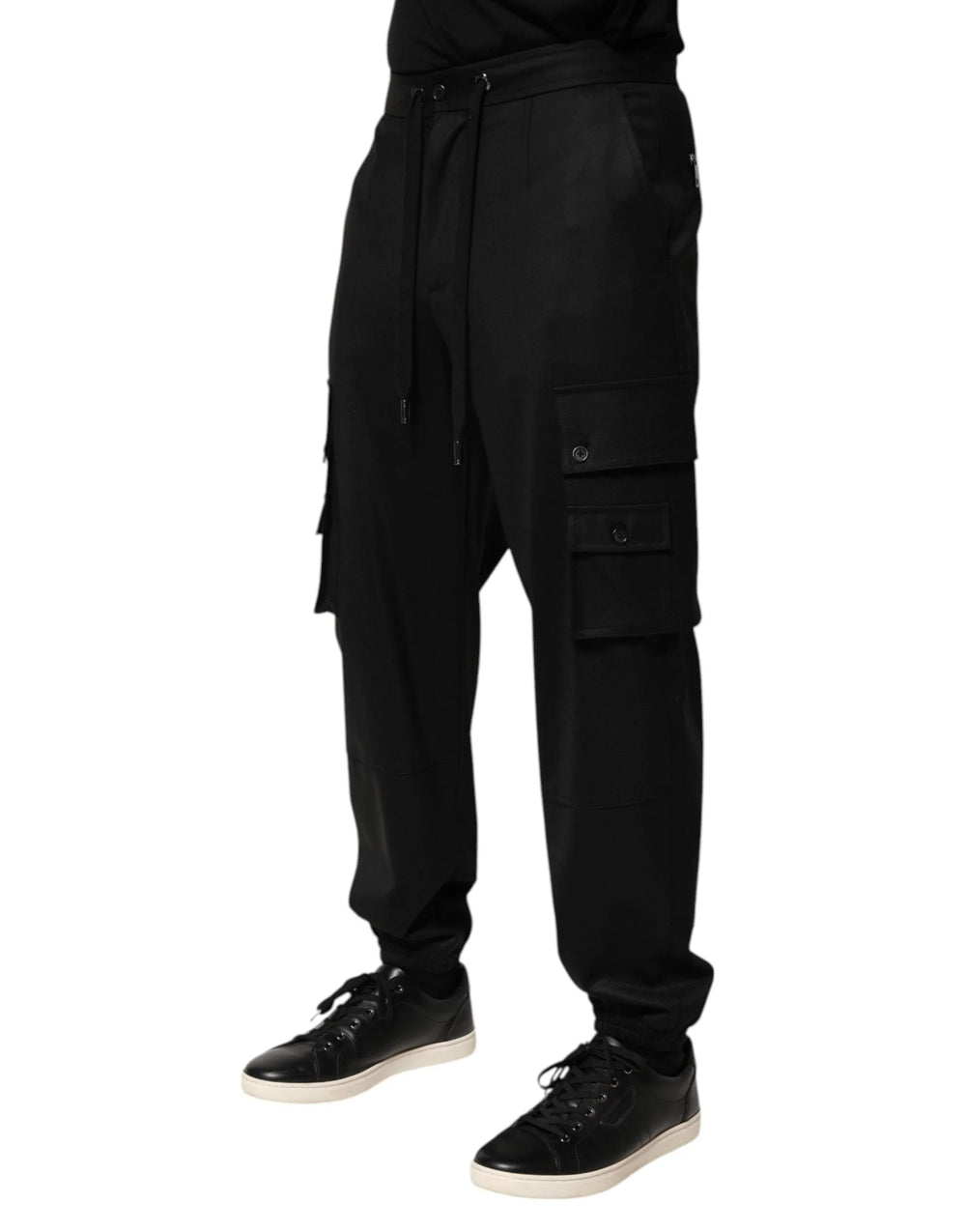 Dolce & Gabbana Solid Black Cargo Jogger Men Sweatpants Pants - IT48 | M - Joggers