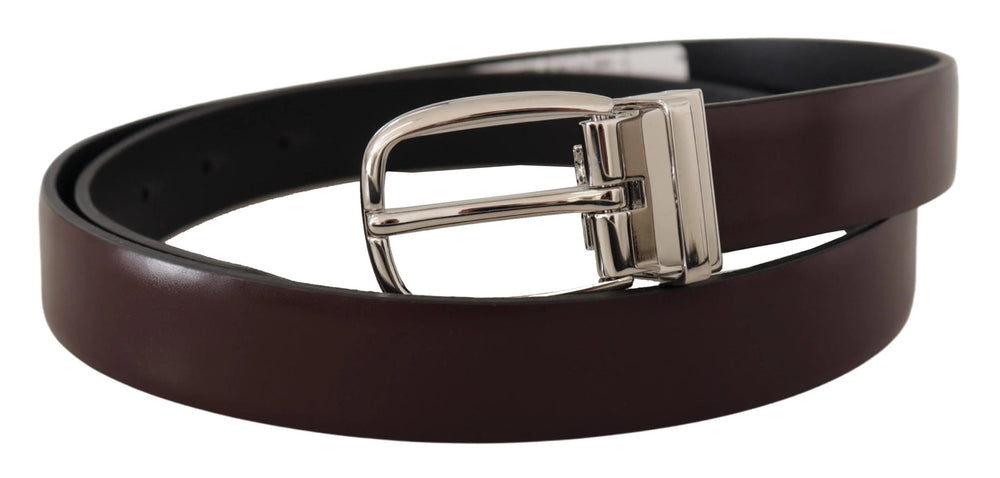 Dolce & Gabbana Solid Brown Leather Silver Metal Belt - 90 cm / 36 Inches - Belts