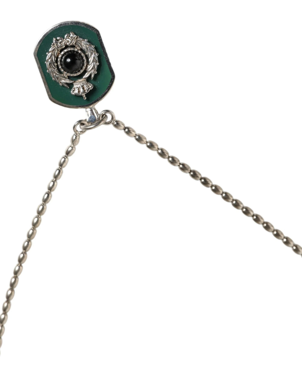 Dolce & Gabbana Sterling Silver 925 Chain Bar Gem Pendant Logo Necklace - Necklaces