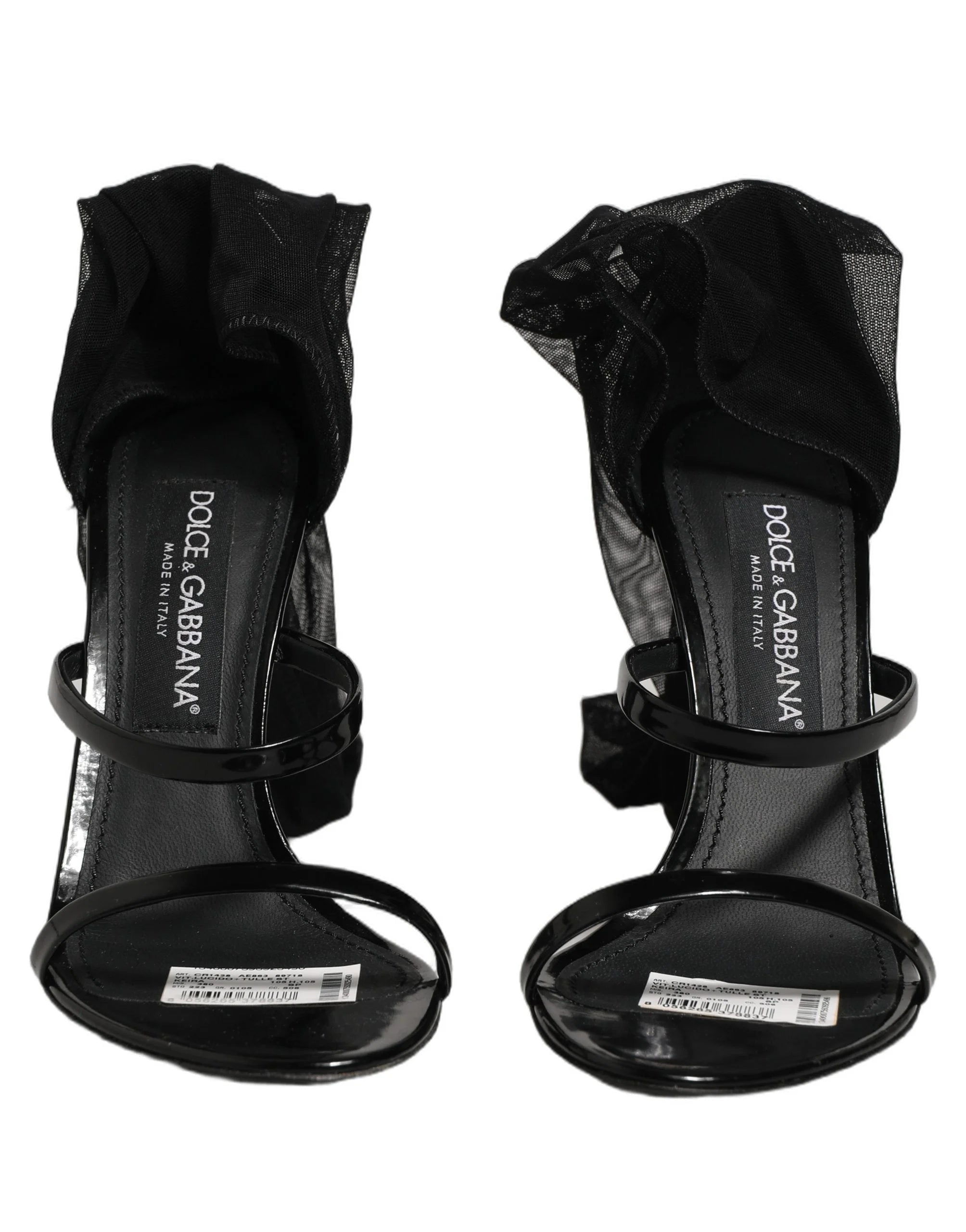 Dolce & Gabbana Stilettosandalien mit Socken, schwarze Overknee-Stiefel - EU38/US7.5