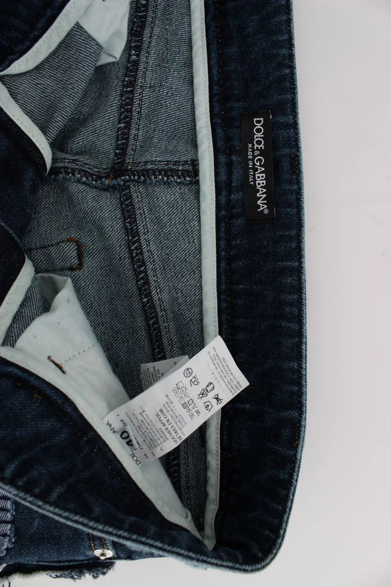 Dolce & Gabbana Stretch Blue Patchwork Jeans Shorts - IT36 | XS - Denim Shorts