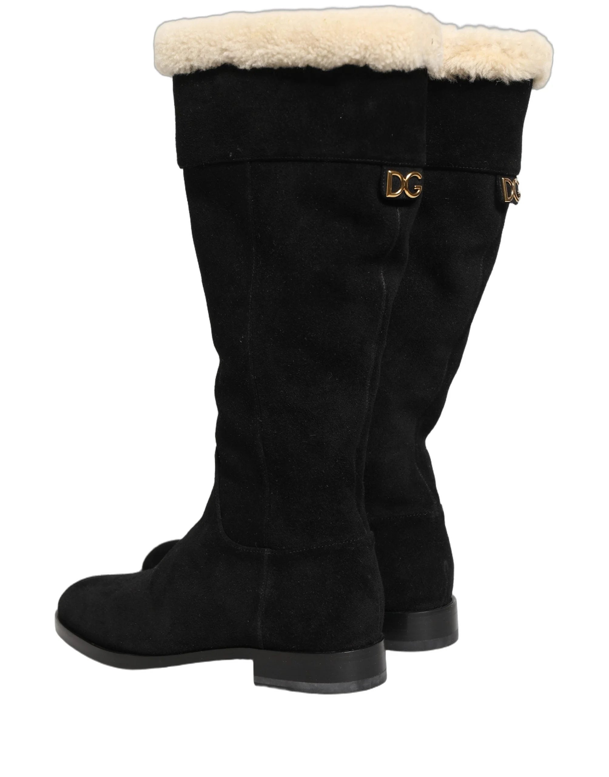 Dolce & Gabbana bőr térdmagas csizma, fekete