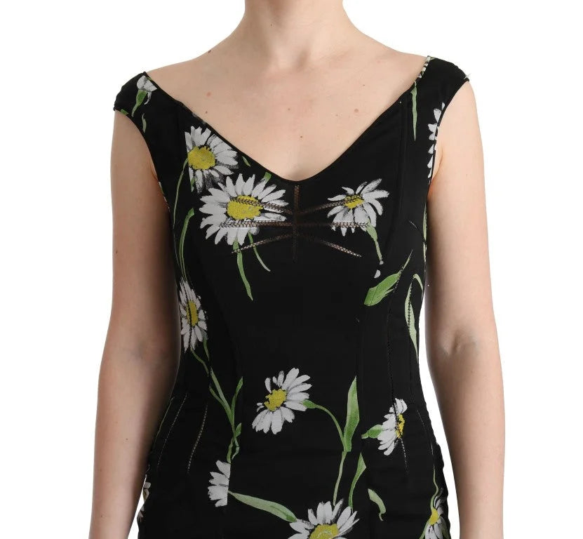 Dolce & Gabbana Sunflower Silk Stretch Sheath Dress - Dresses