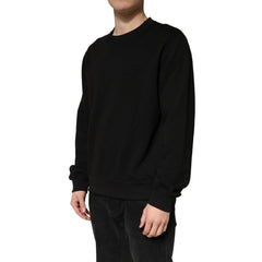 Dolce & Gabbana Sweater Black Cotton Crewneck Sweatshirt - IT52 | XL