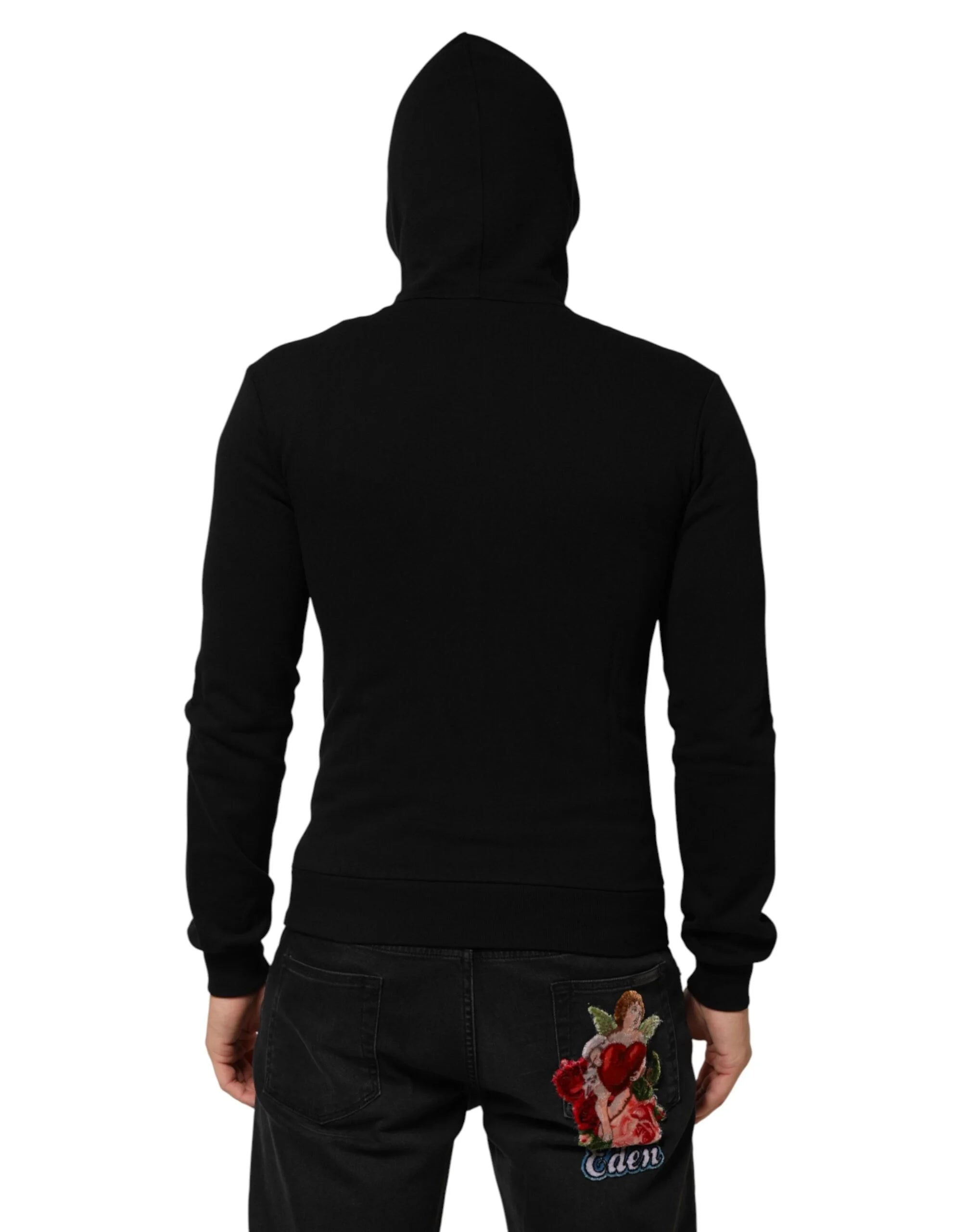 Dolce & Gabbana Sweater Black Cotton Hooded Men Sweatshirt Sweater - IT44 | XS - Hoodies