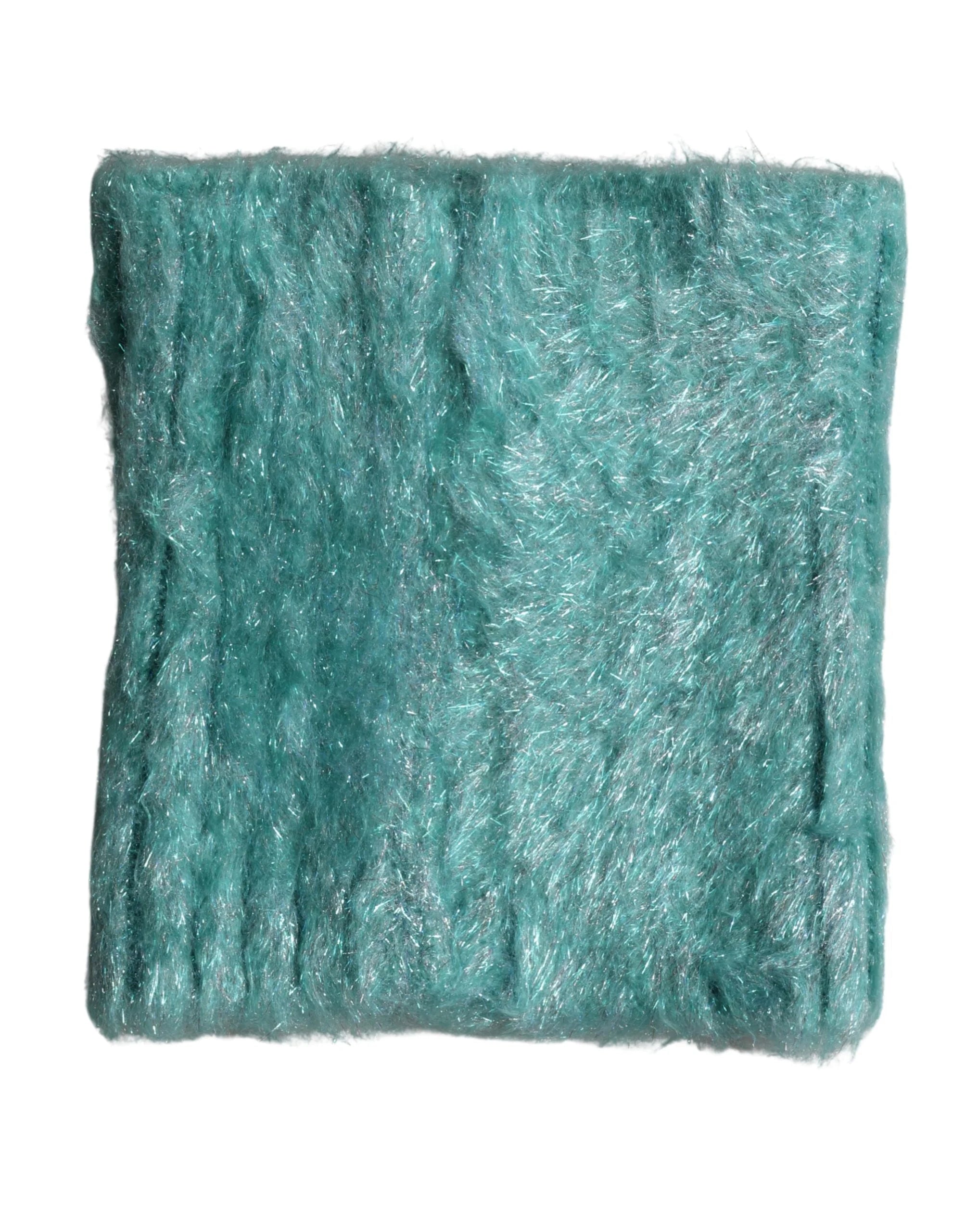 Dolce & Gabbana Teal Mohair Wool Knitted Wrap Shawl 62cm x 32.5cm Scarf