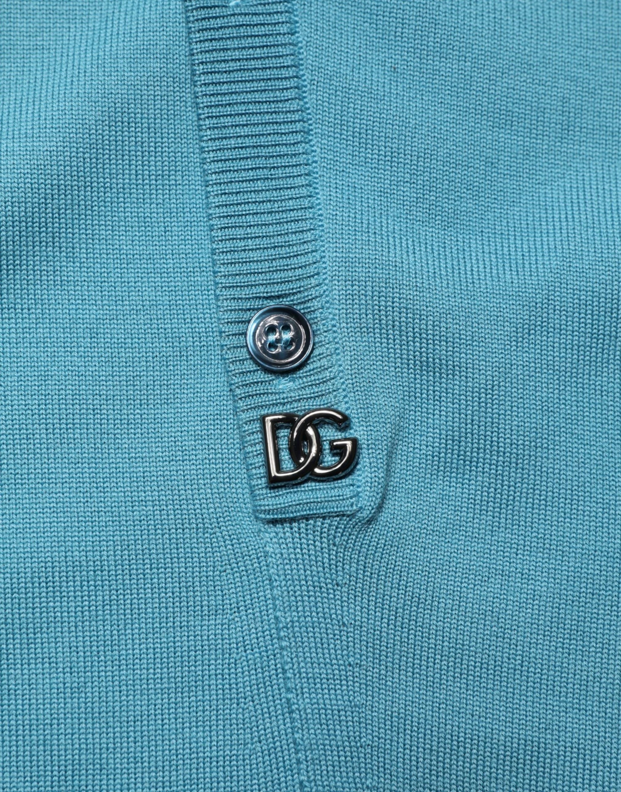 Dolce & Gabbana Teal Wool Collared Polo Pullover Sweater - IT52 | XL