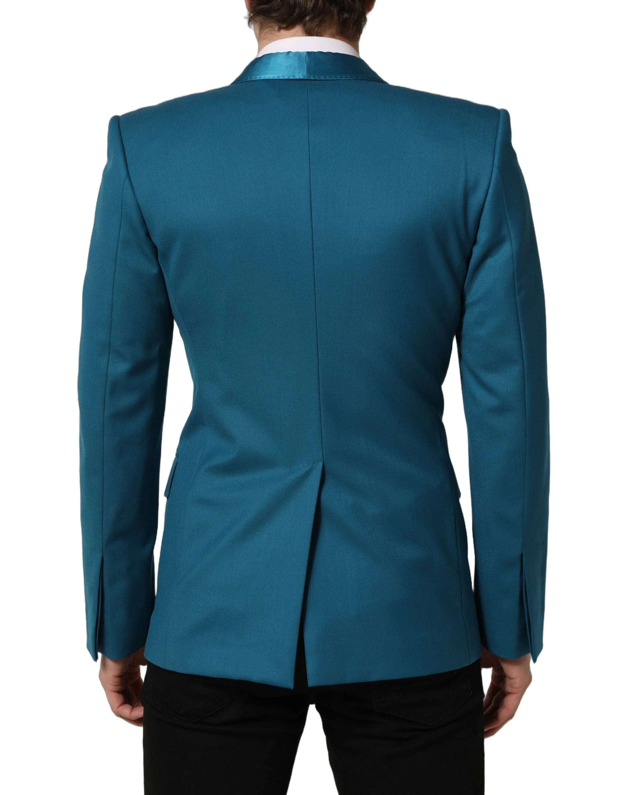 Dolce & Gabbana Teal Wool Double Breasted Formal Coat Blazer - IT46 | S