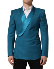 Dolce & Gabbana Teal Wool Double Breasted Formal Coat Blazer - IT46 | S