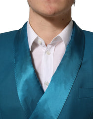 Dolce & Gabbana Teal Wool Double Breasted Formal Coat Blazer - IT46 | S