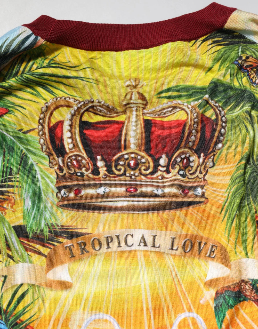 Dolce & Gabbana Tropical Heart Crown Silk Pullover Sweater - Sweaters