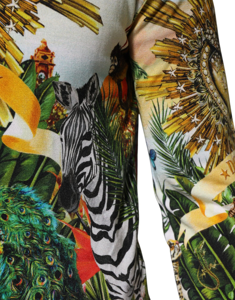 Dolce & Gabbana Tropical Heart Crown Silk Pullover Sweater - Sweaters