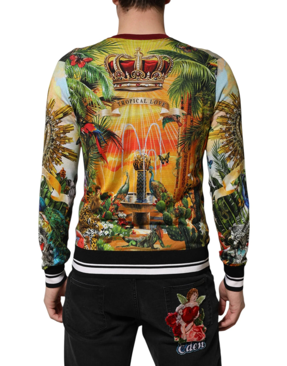 Dolce & Gabbana Tropical Heart Crown Silk Pullover Sweater - Sweaters