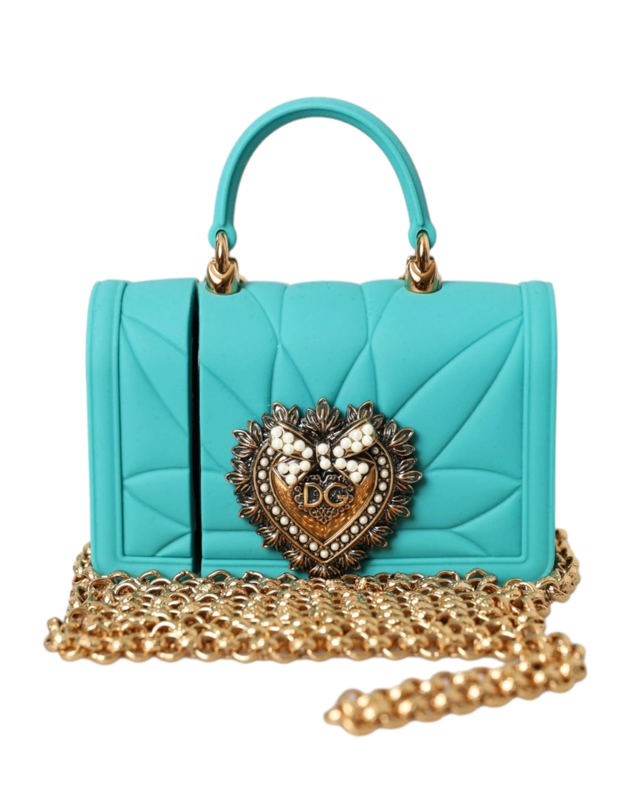 Dolce & Gabbana Turquoise Silicone Devotion Heart Cover Bag Airpods Case - Headphone Carrying Cases