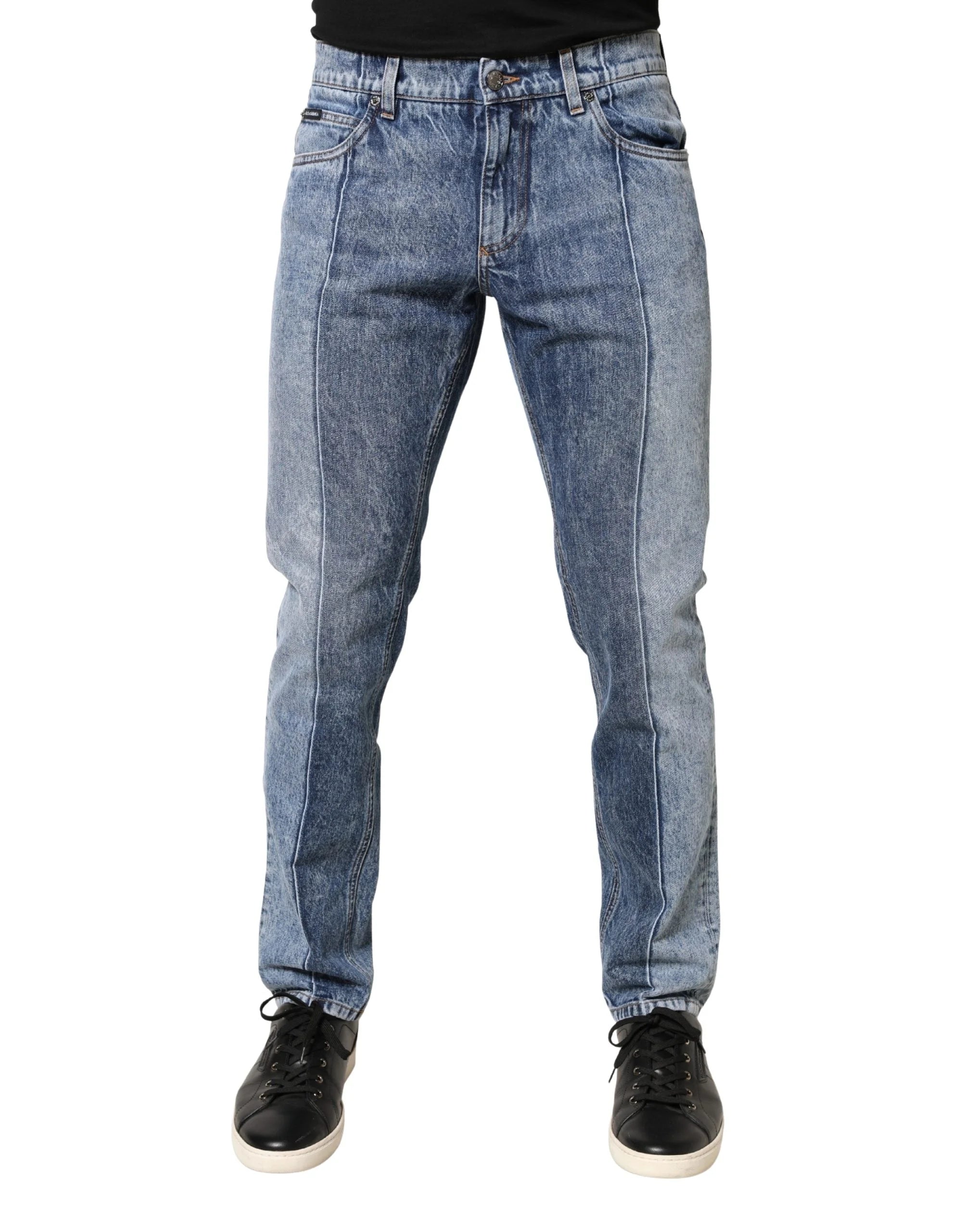 Dolce & Gabbana Two Tone Blue Cotton Regular Men Denim Jeans - IT48 | M