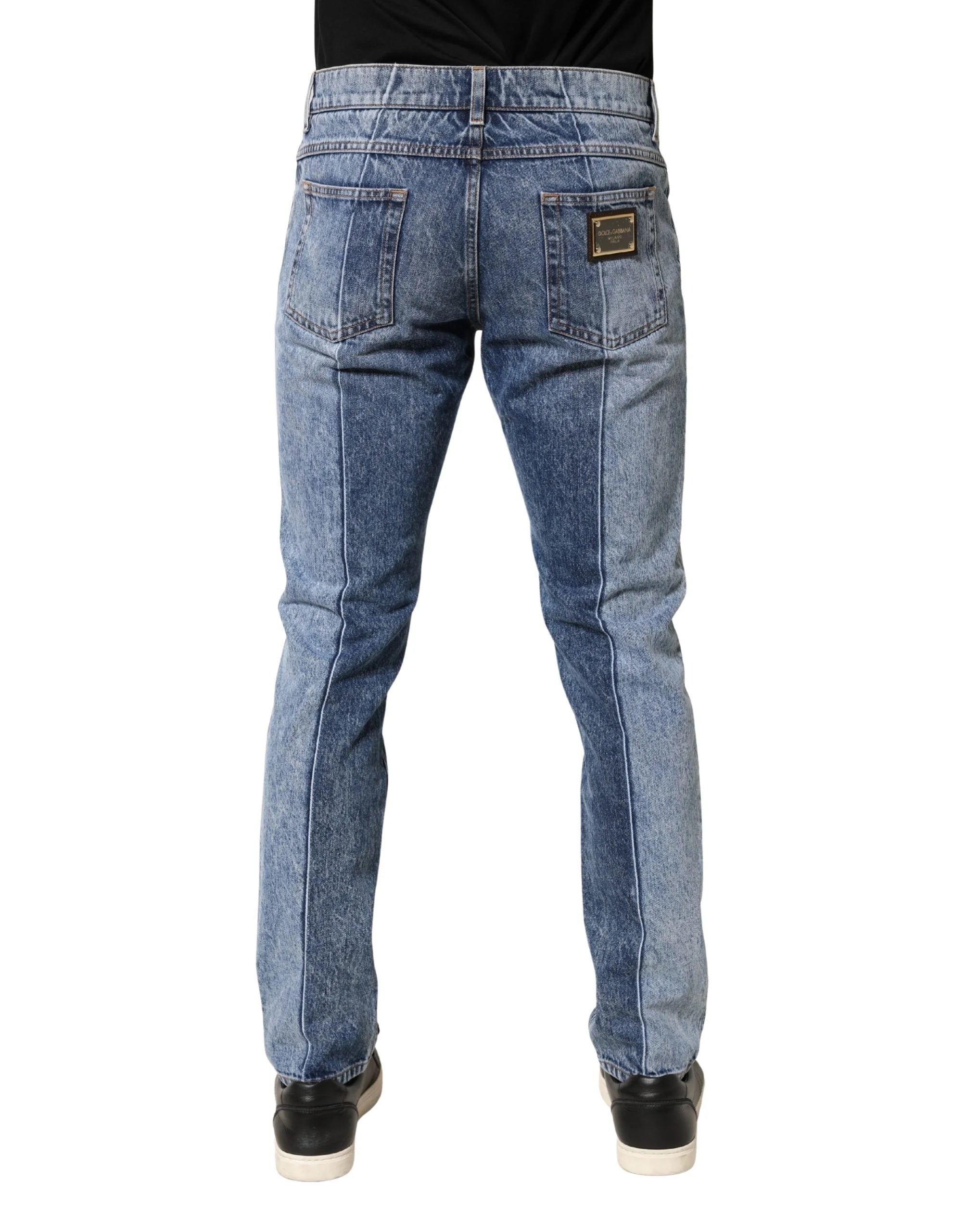 Dolce & Gabbana Two Tone Blue Cotton Regular Men Denim Jeans - IT48 | M