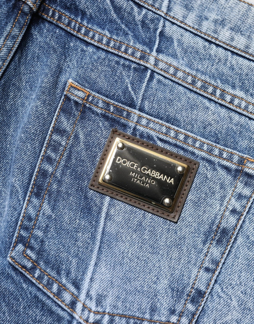 Dolce & Gabbana Two Tone Blue Cotton Regular Men Denim Jeans - IT48 | M