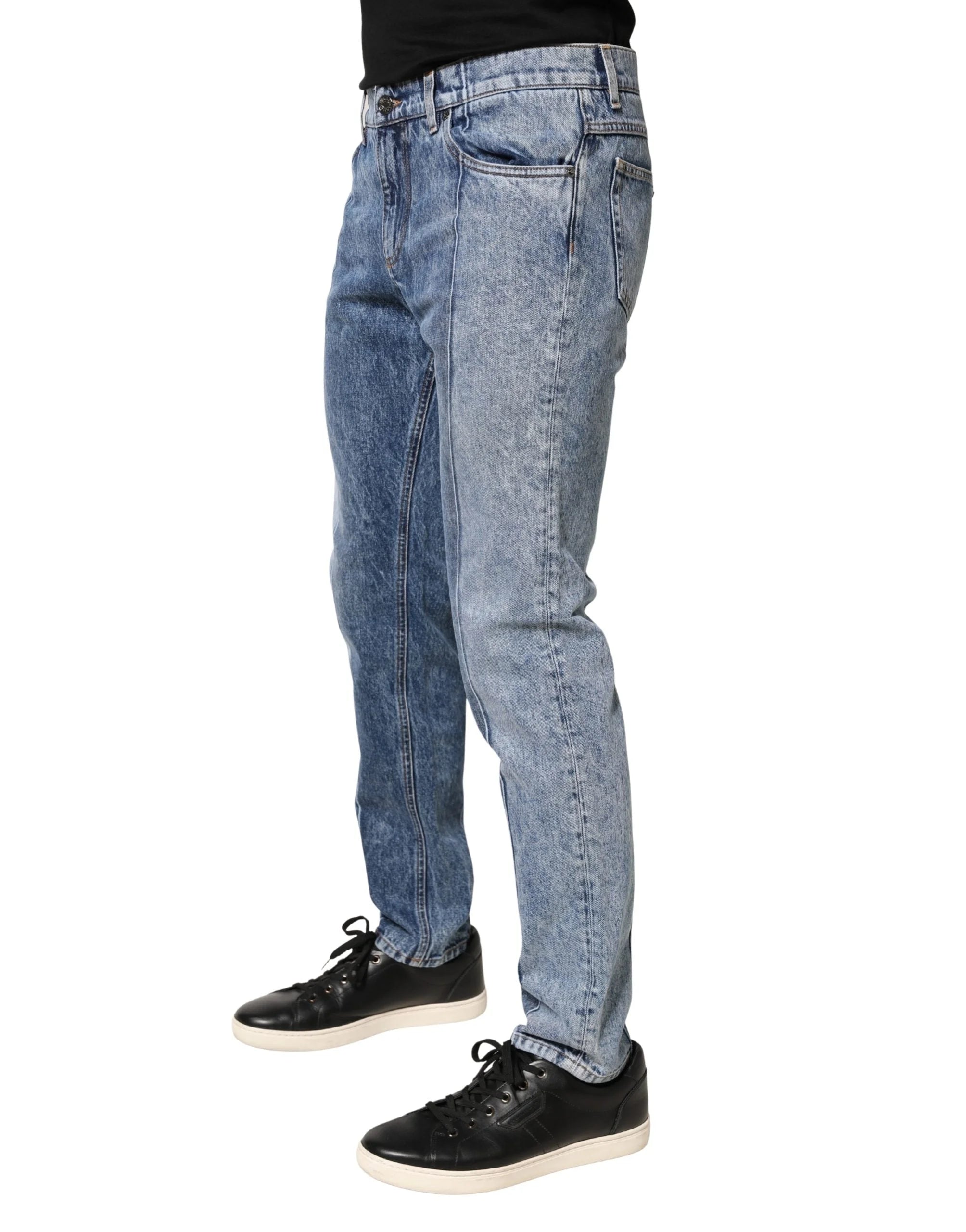 Dolce & Gabbana Two Tone Blue Cotton Regular Men Denim Jeans - IT48 | M