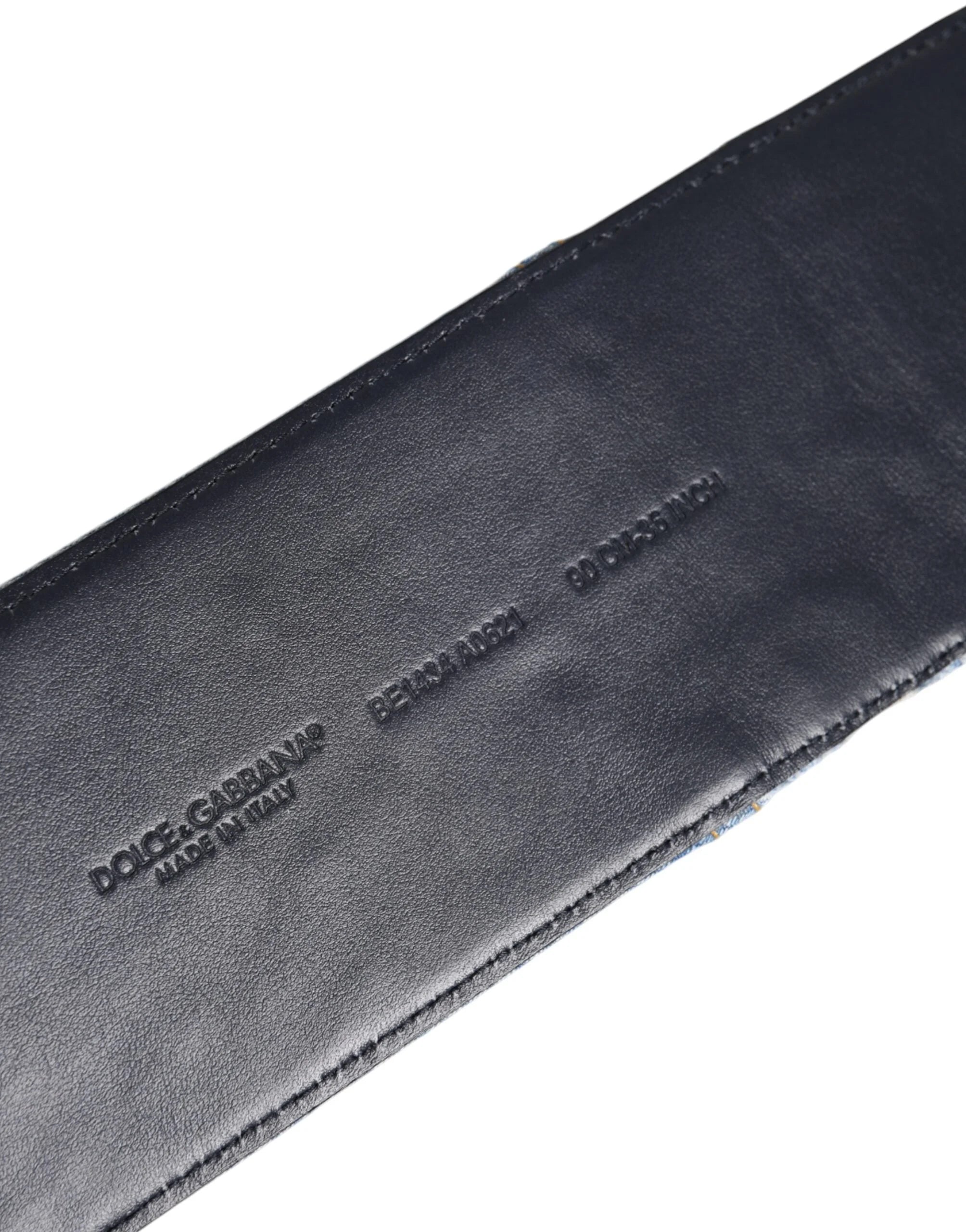 Dolce & Gabbana Two Tone Blue Denim Gold Metal Buckle Belt - 90 cm / 36 Inches - Belts