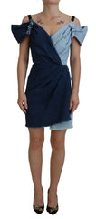 Dolce & Gabbana Two Tone Blue Patchwork Denim Mini Dress - Dresses