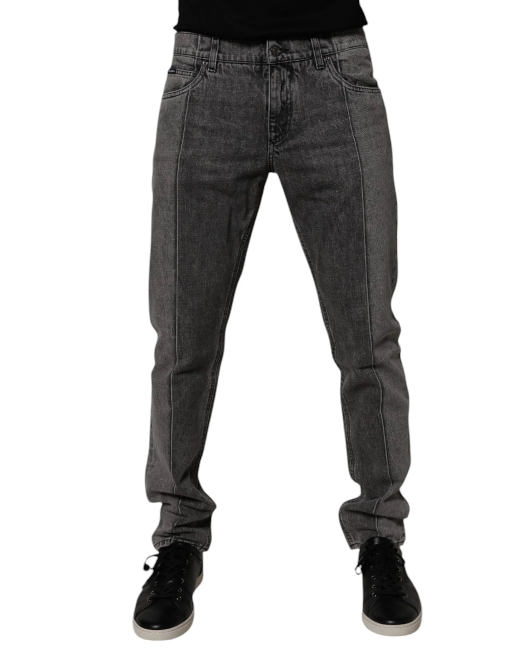 Dolce & Gabbana Two Tone Gray Cotton Denim Jeans - IT50 | L - Jeans