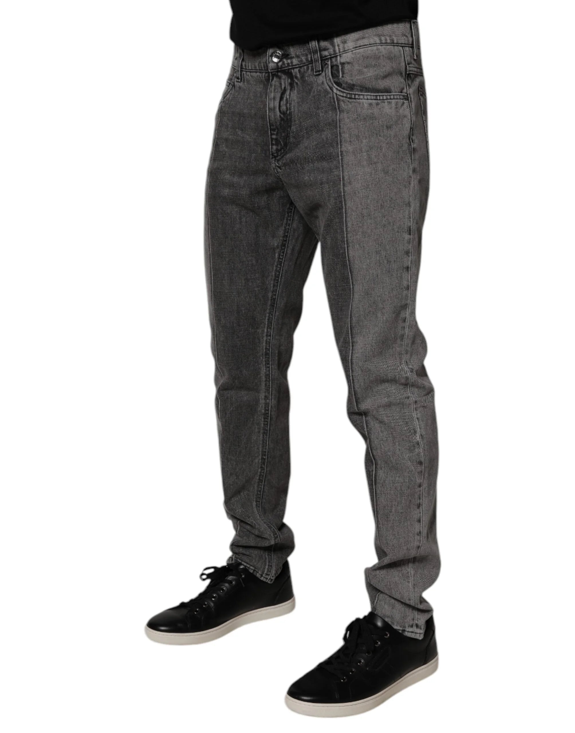 Dolce & Gabbana Two Tone Gray Cotton Denim Jeans - IT50 | L - Jeans