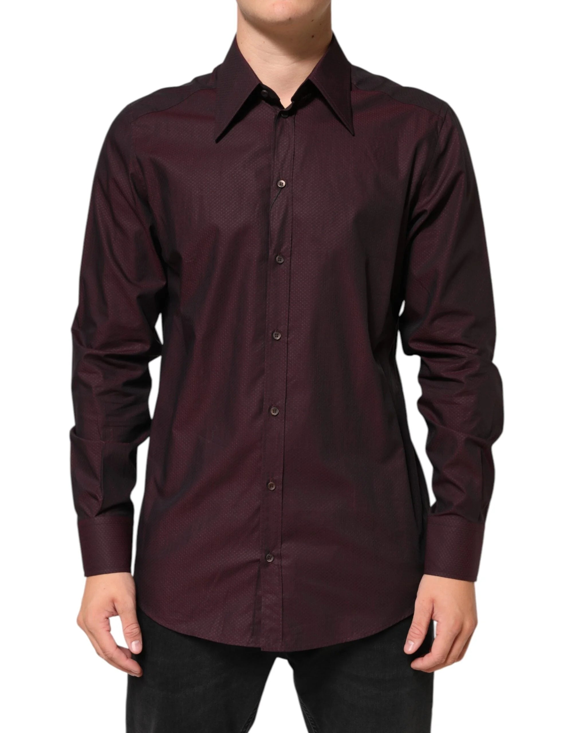 Dolce & Gabbana Violet GOLD Cotton Collared Dress Formal Shirt - IT41 | L - Shirts