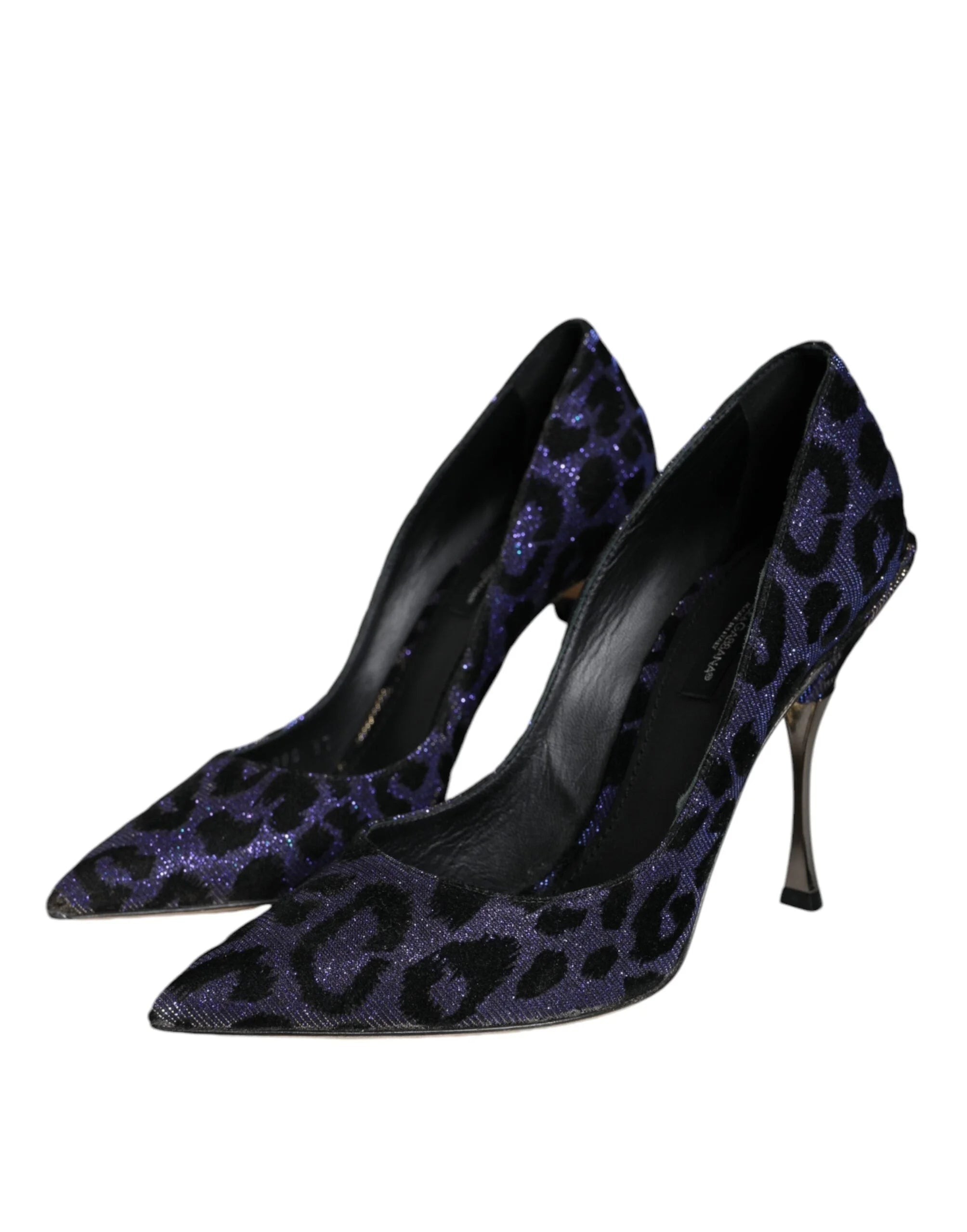 Dolce & Gabbana Violet Leopard Lurex High Heels Pumps Shoes - EU37/US7 - Heels