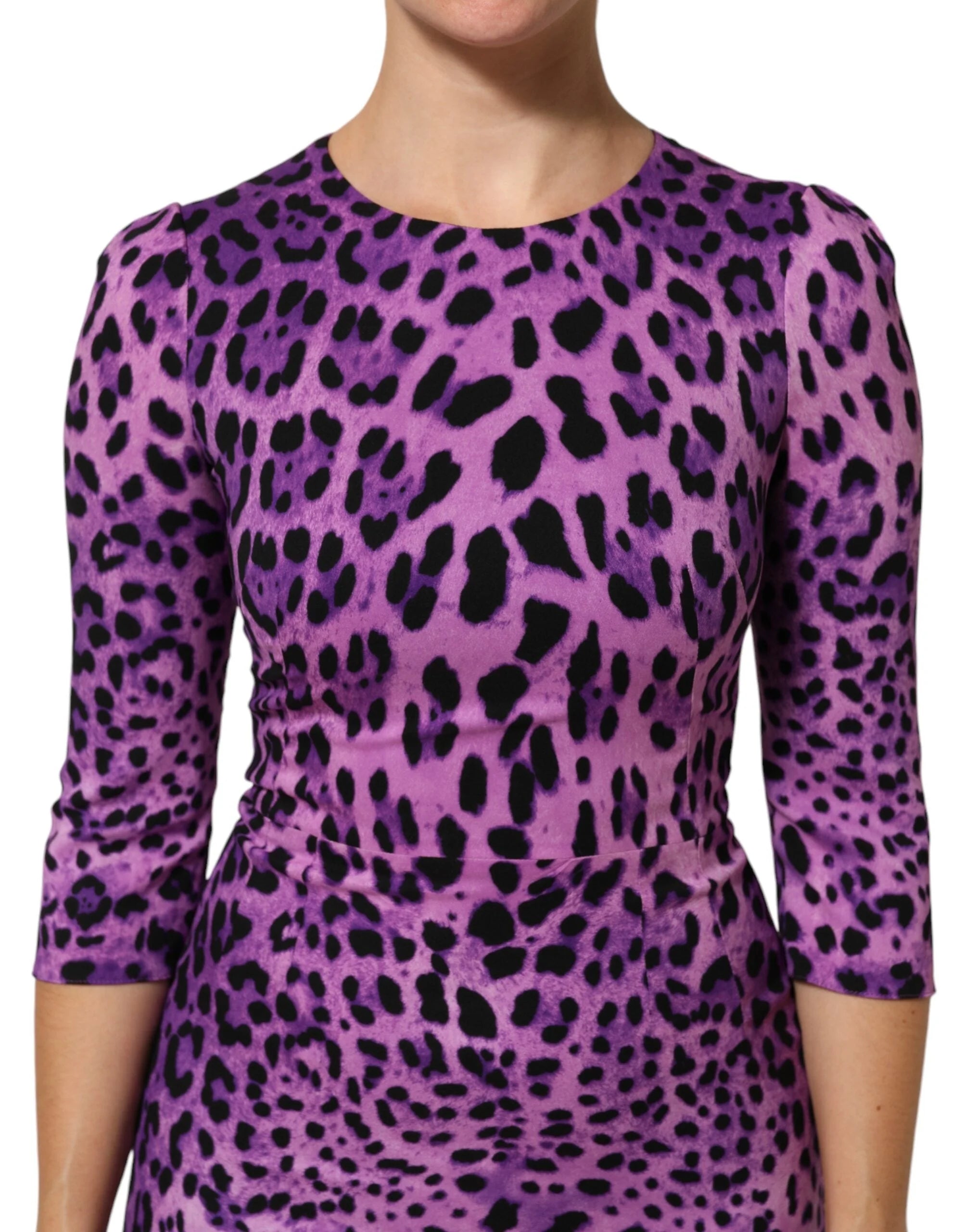 Dolce & Gabbana Violet Leopard Sheath Bodycon Mini Dress - Dresses