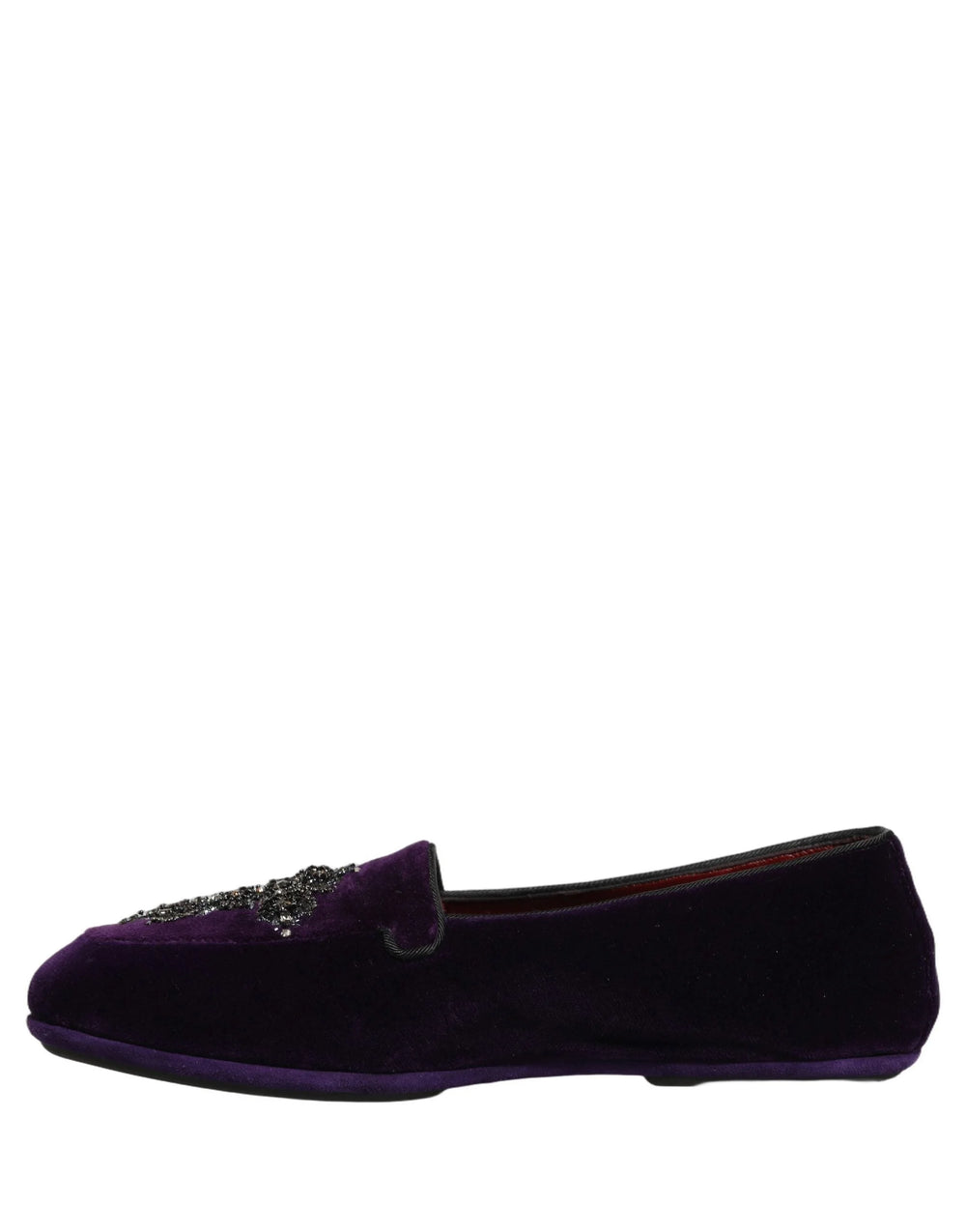 Dolce & Gabbana Violet Suede Embellished Dress Loafers Shoes - EU41/US8