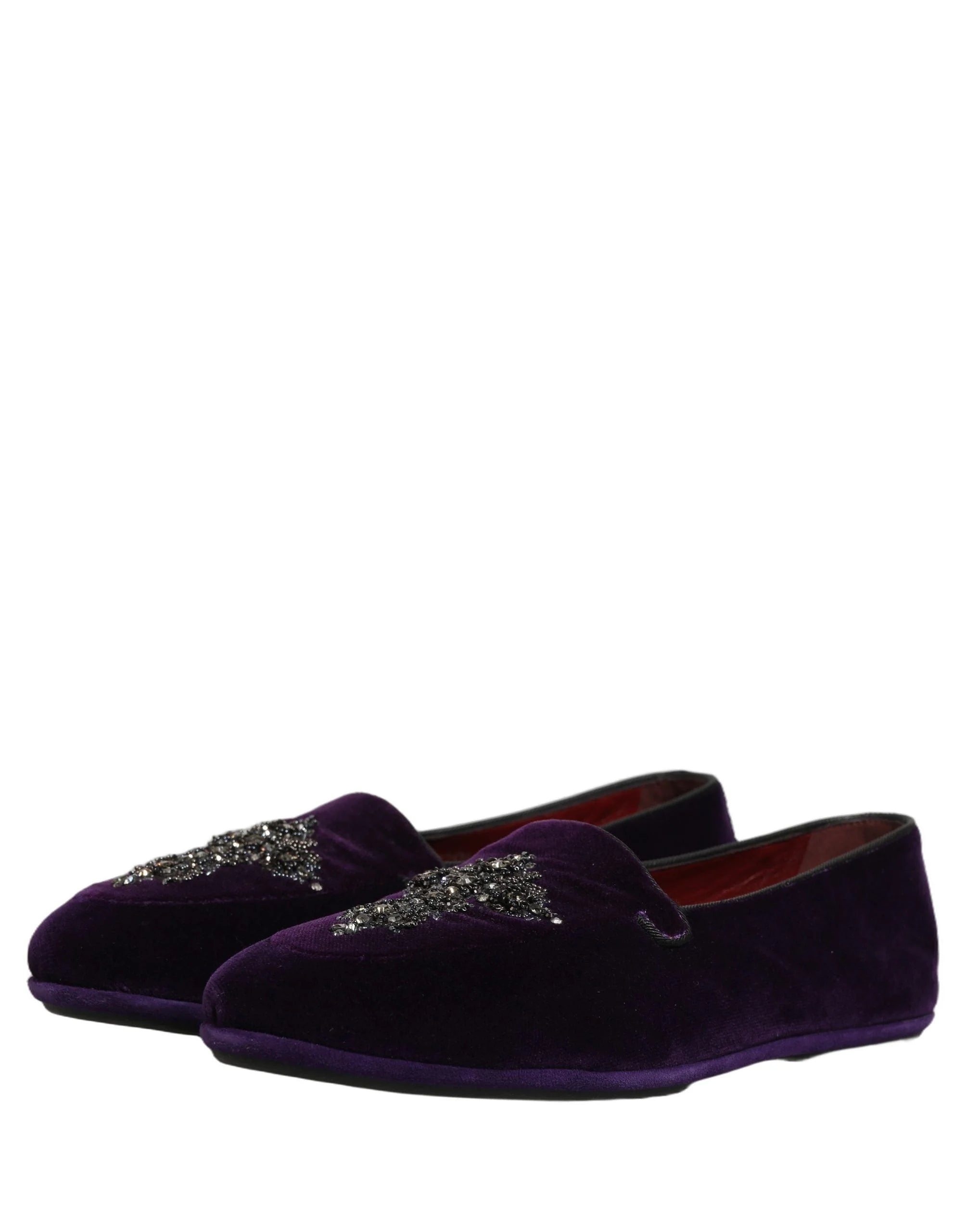 Dolce & Gabbana Violet Suede Embellished Dress Loafers Shoes - EU41/US8