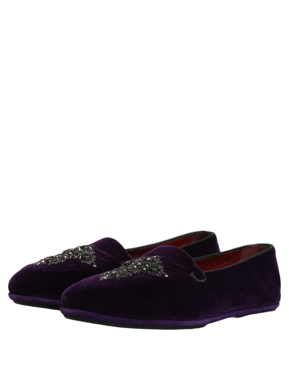 Dolce & Gabbana Violet Suede Embellished Dress Loafers Shoes - EU41/US8