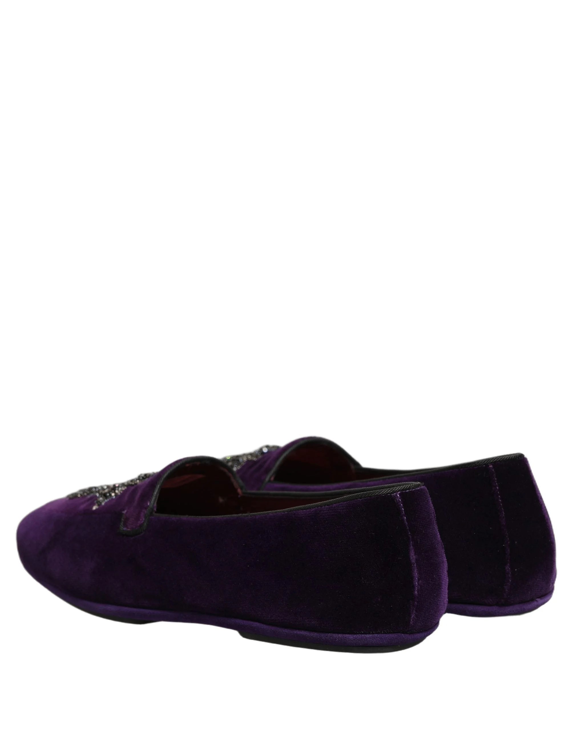 Dolce & Gabbana Violet Suede Embellished Dress Loafers Shoes - EU41/US8
